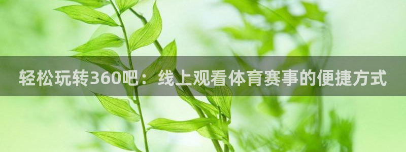 轻松玩转360吧：线上观看体育赛事的便捷方式
